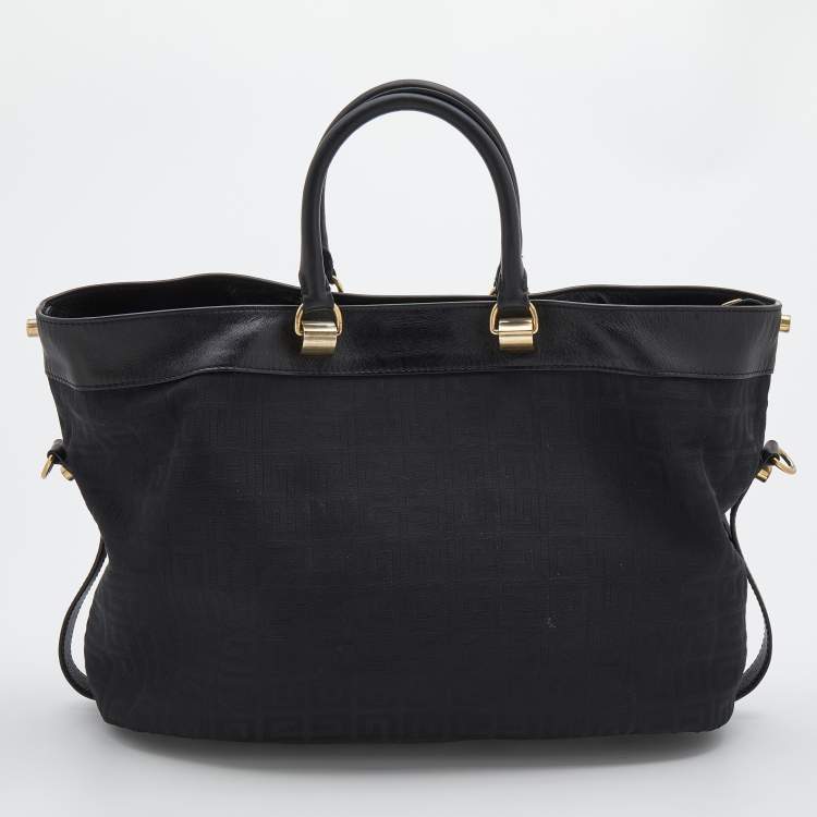 Pre Owned Givenchy Black Monogram Canvas And Leather Tote