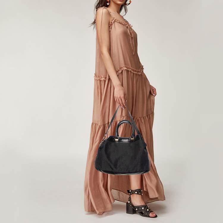 Pre Owned Givenchy Black Monogram Canvas And Leather Tote