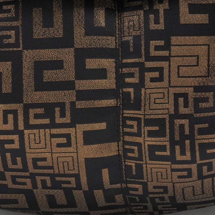 Pre Owned Givenchy Black/Gold Monogram Canvas And Leather Hobo