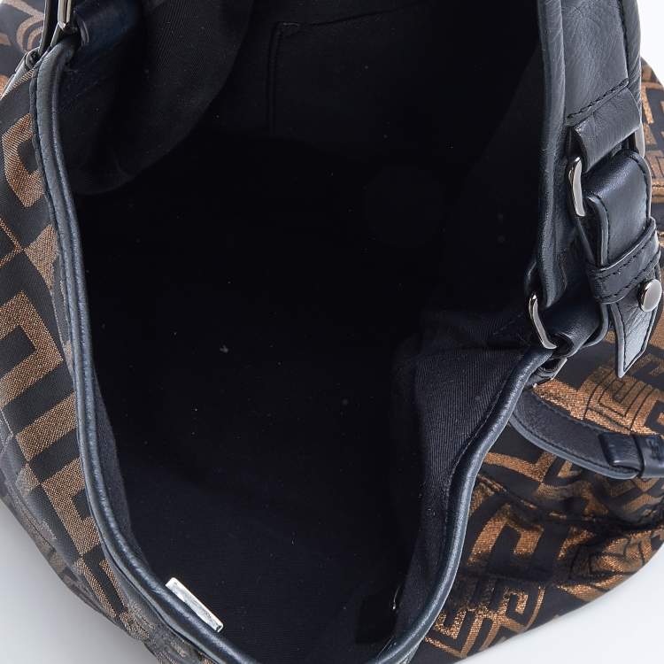 Pre Owned Givenchy Black/Gold Monogram Canvas And Leather Hobo