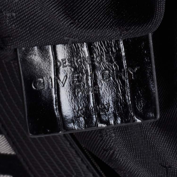 Pre Owned Givenchy Black Monogram Canvas and Embossed Leather Buckle Flap Top Handle Bag