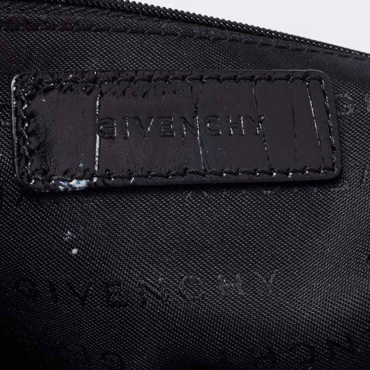 Pre Owned Givenchy Black Monogram Canvas and Embossed Leather Buckle Flap Top Handle Bag