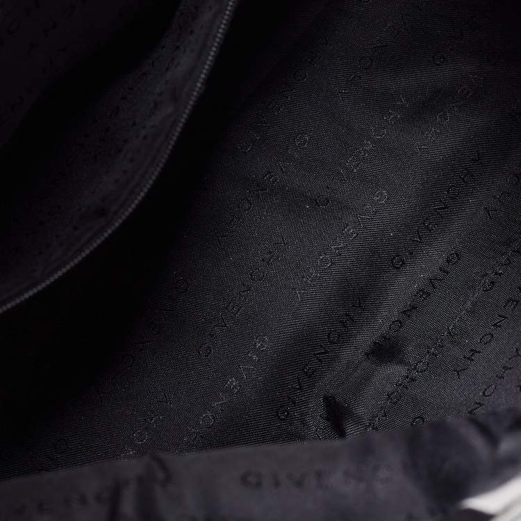 Pre Owned Givenchy Black Monogram Canvas and Embossed Leather Buckle Flap Top Handle Bag