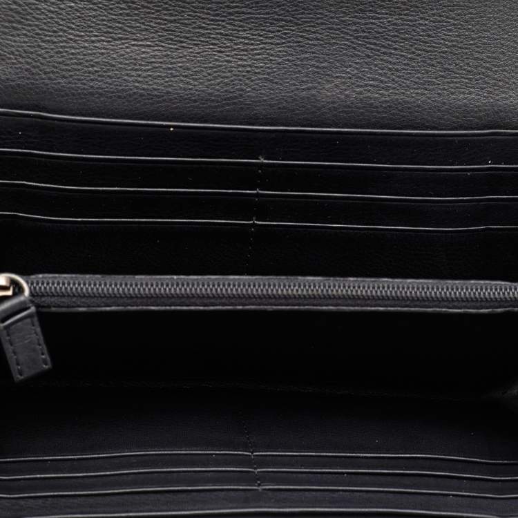 Pre Owned Givenchy Black Patent and Leather Flap Continental Wallet