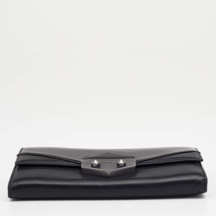Pre Owned Givenchy Black Patent and Leather Flap Continental Wallet