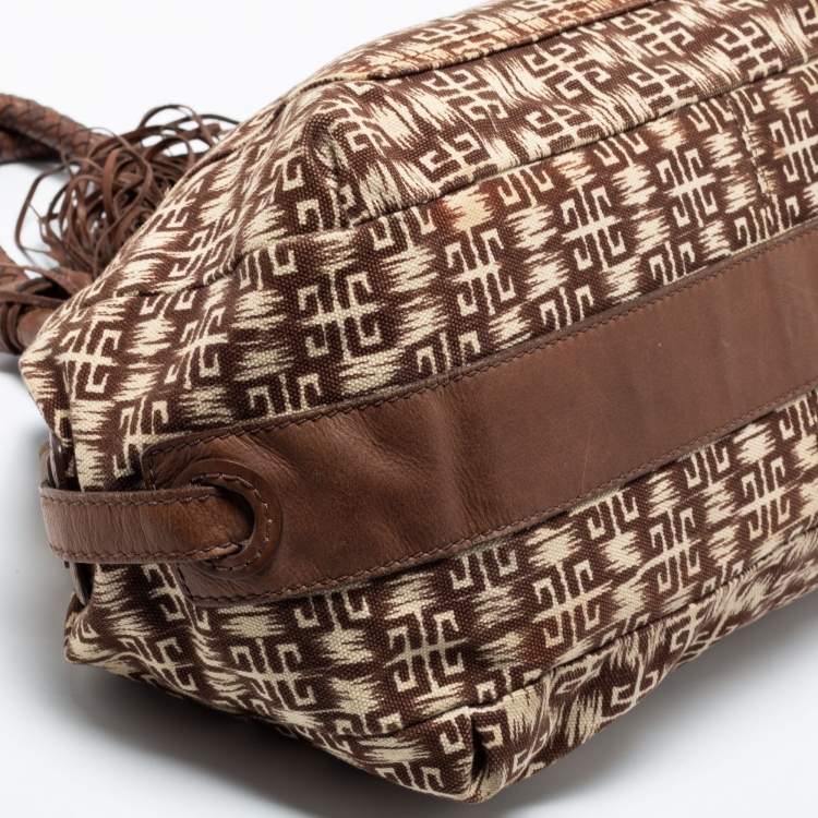 Pre Owned Givenchy Brown Monogram Canvas and Leather Tassel Shoulder Bag