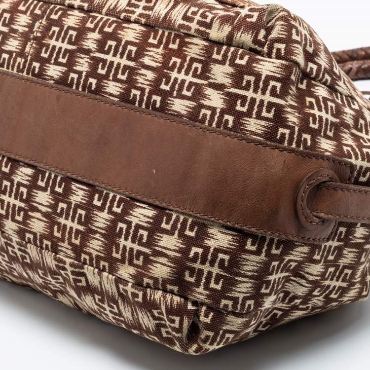 Pre Owned Givenchy Brown Monogram Canvas and Leather Tassel Shoulder Bag