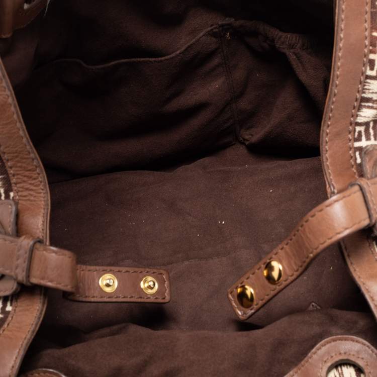 Pre Owned Givenchy Brown Monogram Canvas and Leather Tassel Shoulder Bag