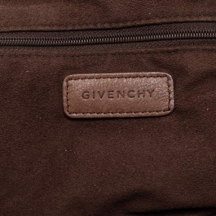 Pre Owned Givenchy Brown Monogram Canvas and Leather Tassel Shoulder Bag