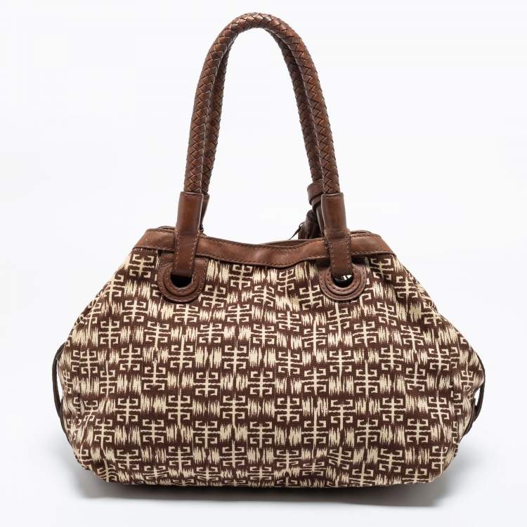 Pre Owned Givenchy Brown Monogram Canvas and Leather Tassel Shoulder Bag