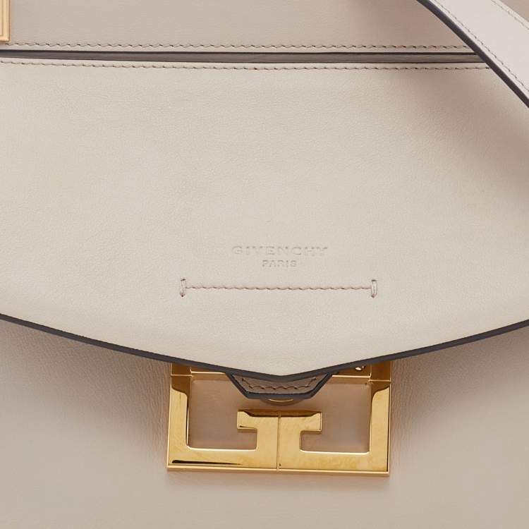Pre Owned Givenchy Light Beige Leather Small Mystic Foldover Top Handle Bag