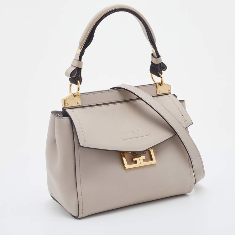 Pre Owned Givenchy Light Beige Leather Small Mystic Foldover Top Handle Bag