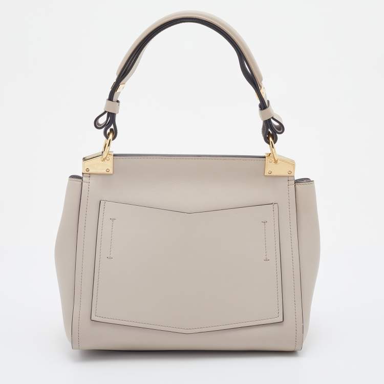 Pre Owned Givenchy Light Beige Leather Small Mystic Foldover Top Handle Bag