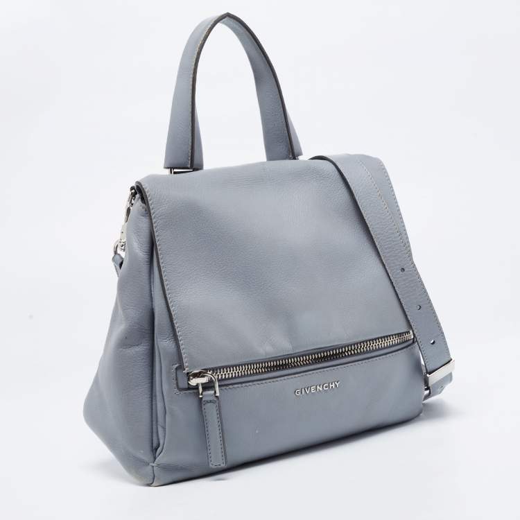 Pre Owned Givenchy Grey Leather Medium Pandora Flap Shoulder Bag