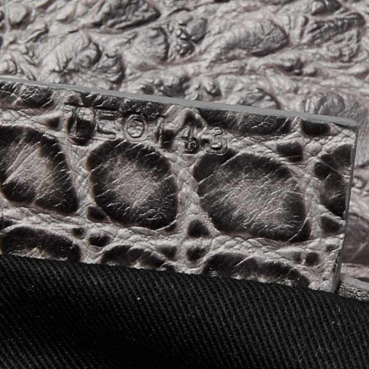 Pre Owned Givenchy Grey Croc Embossed Leather Antigona Envelope Clutch