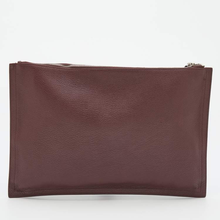 Pre Owned Givenchy Burgundy Leather Medium Antigona Pouch Wallet