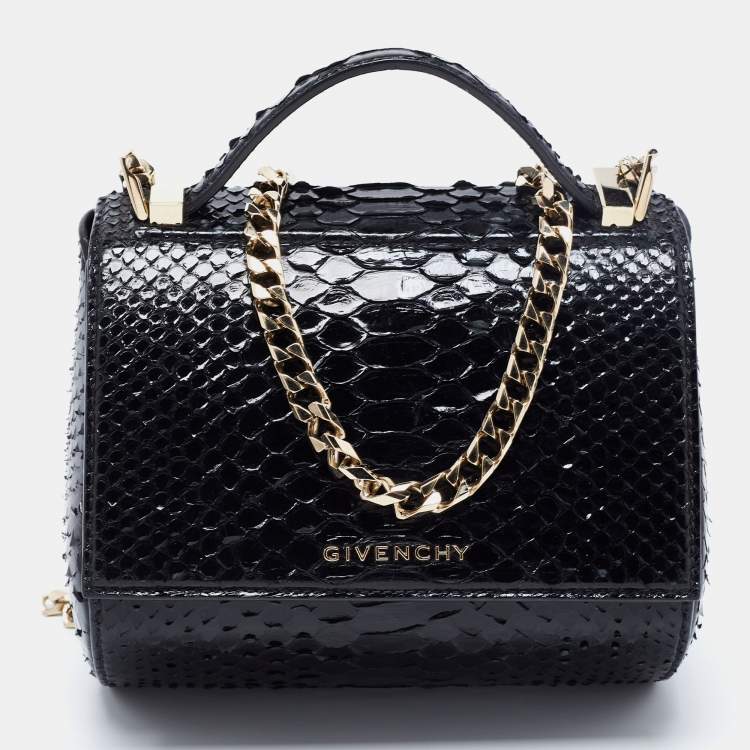 مملوكة مسبقًا Givenchy Black Python Mini Pandora Box Crossbody Bag