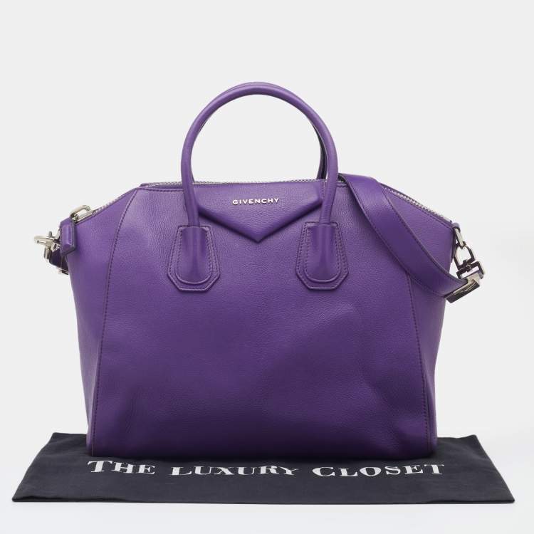 Pre Owned Givenchy Purple Leather Medium Antigona Satchel 