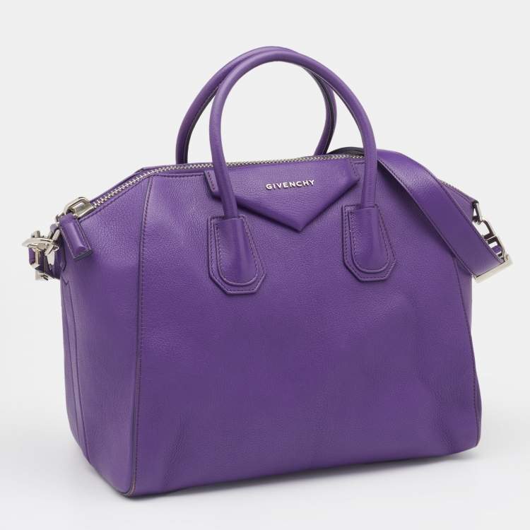 Pre Owned Givenchy Purple Leather Medium Antigona Satchel 