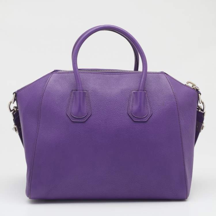 Pre Owned Givenchy Purple Leather Medium Antigona Satchel 