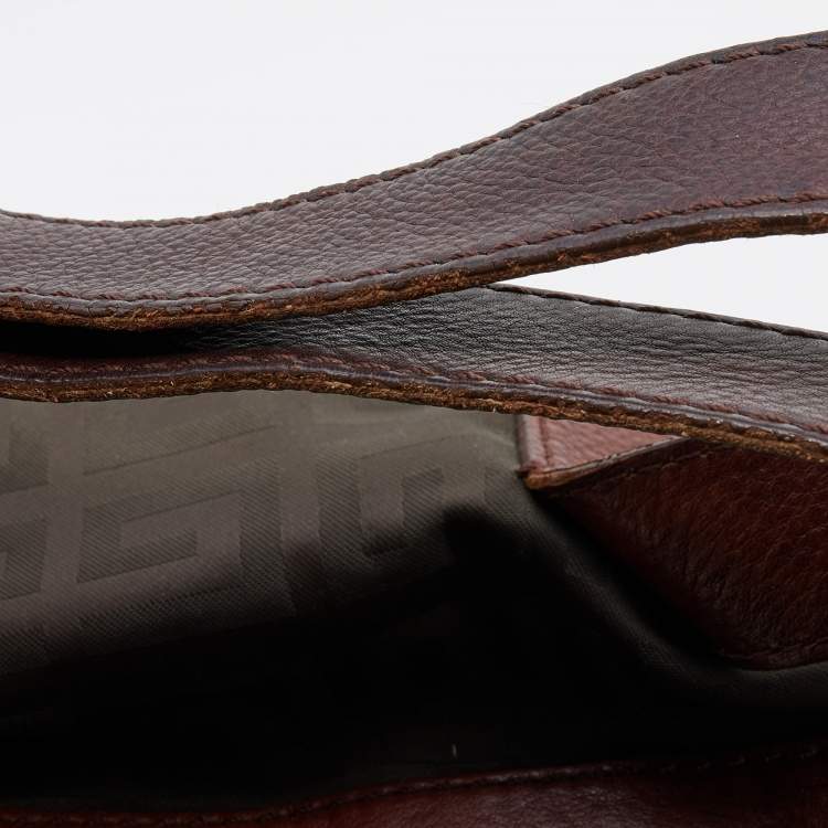 Pre Owned Givenchy Brown/Olive Green Monogram Nylon and Leather Shoulder Bag
