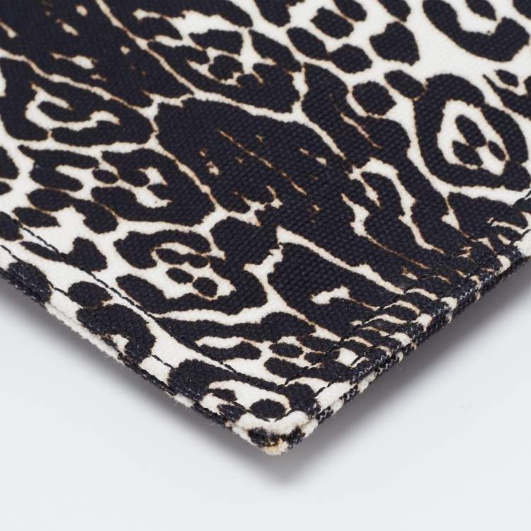 Pre Owned Givenchy Black/White Leopard Print Canvas Clutch