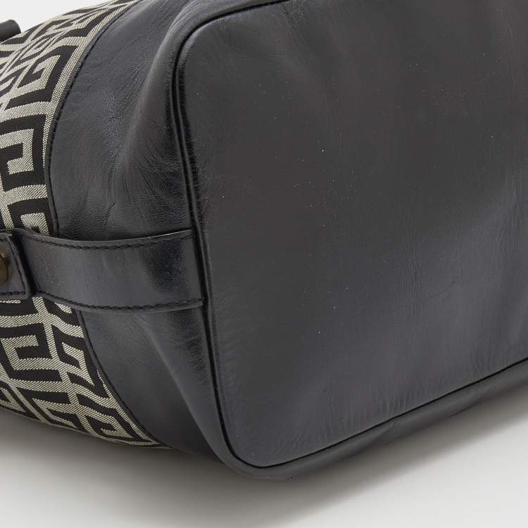 Pre Owned Givenchy Black/Grey Signature Canvas and Leather Satchel