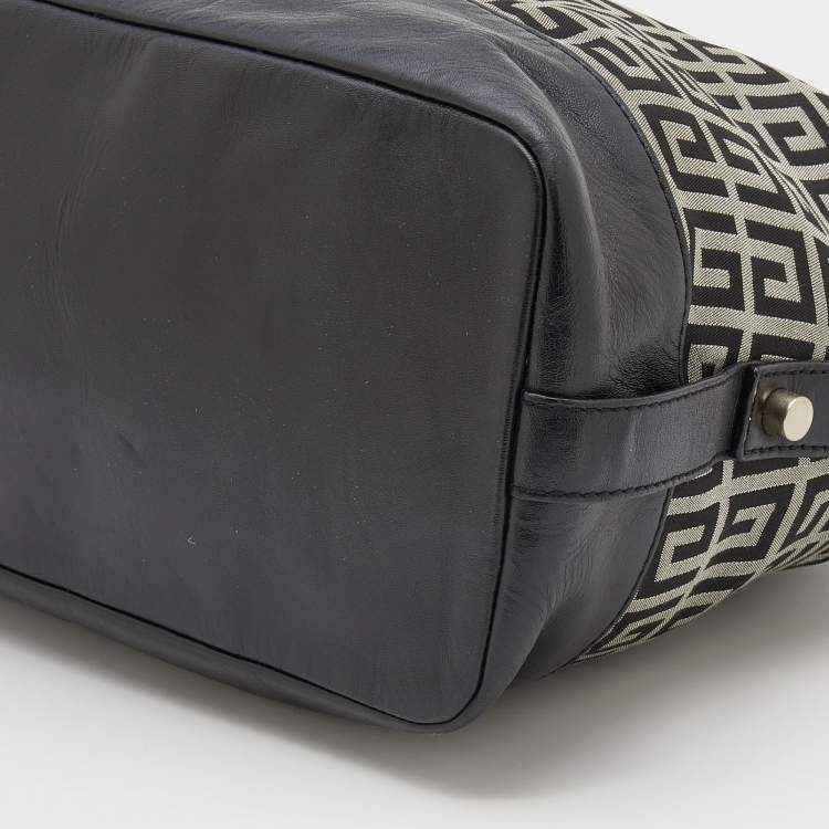 Pre Owned Givenchy Black/Grey Signature Canvas and Leather Satchel
