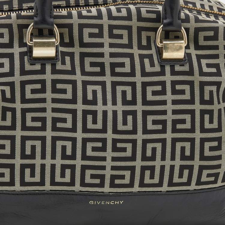 Pre Owned Givenchy Black/Grey Signature Canvas and Leather Satchel