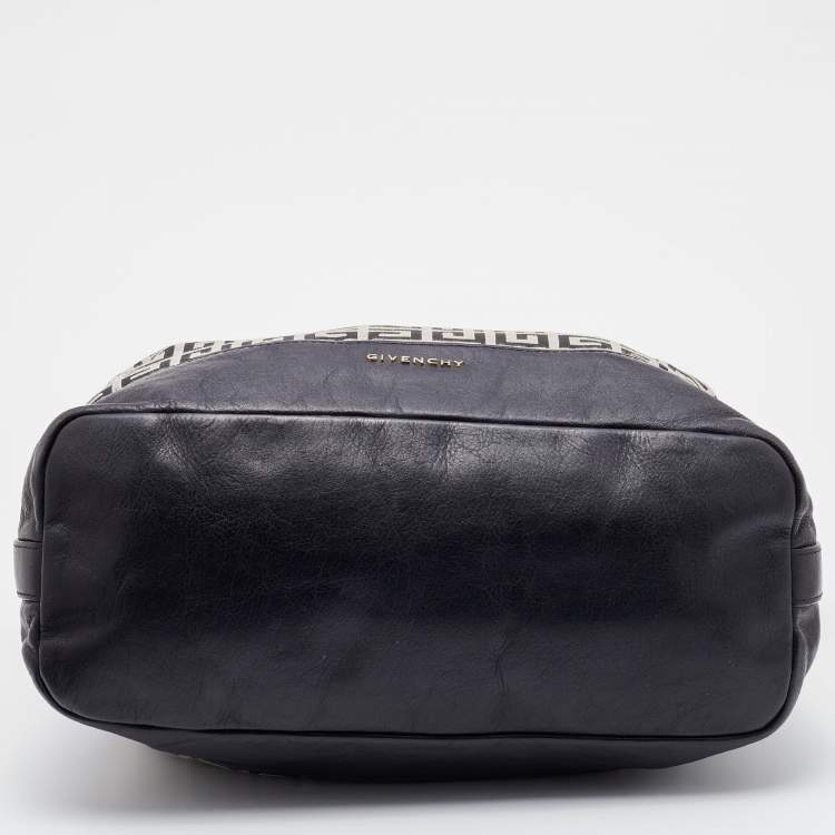 Pre Owned Givenchy Black/Grey Signature Canvas and Leather Hobo