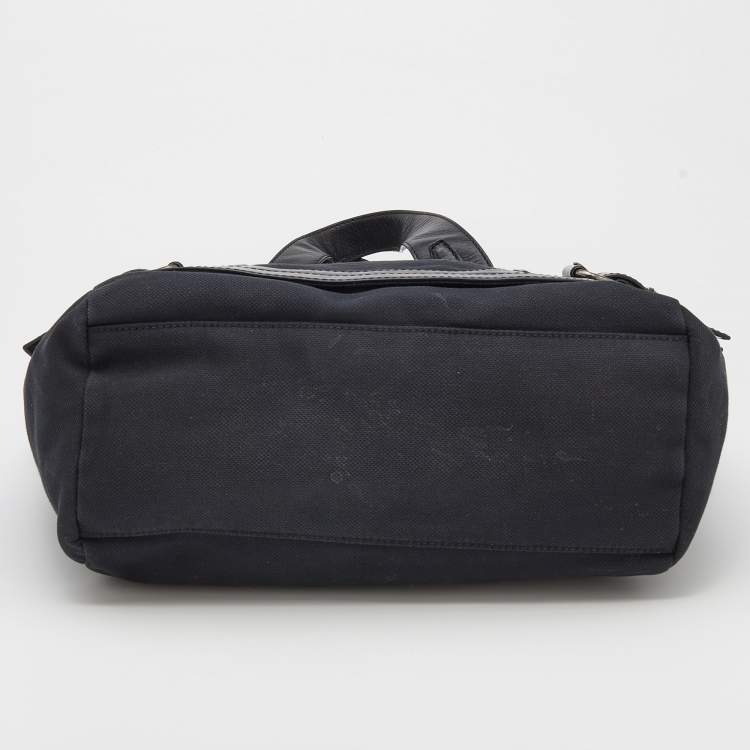 Pre Owned Givenchy Black Canvas and Leather Buckle Detail Tote