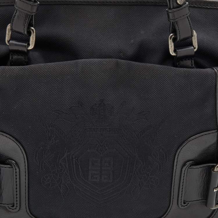 Pre Owned Givenchy Black Canvas and Leather Buckle Detail Tote