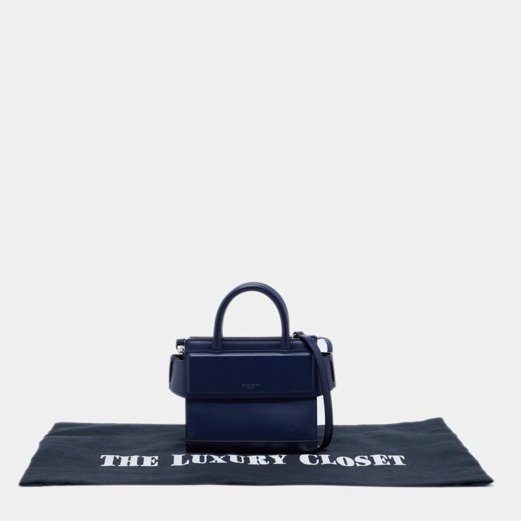 Pre Owned Givenchy Navy Blue Leather Nano Horizon Satchel