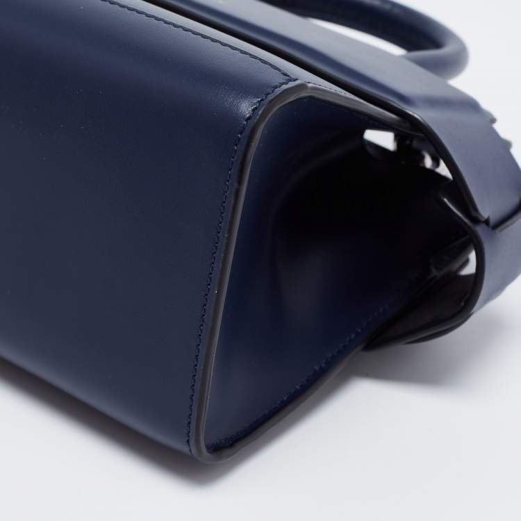 Pre Owned Givenchy Navy Blue Leather Nano Horizon Satchel