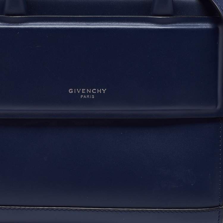 Pre Owned Givenchy Navy Blue Leather Nano Horizon Satchel