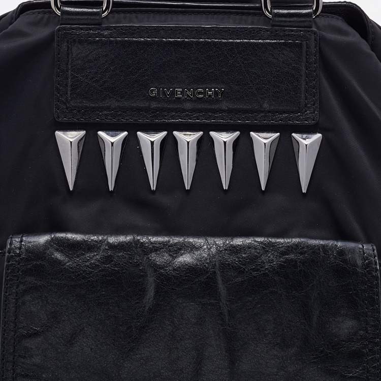 Pre Owned Givenchy Black Nylon and Leather Studded Tote
