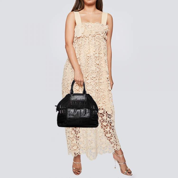 Pre Owned Givenchy Black Nylon and Leather Studded Tote