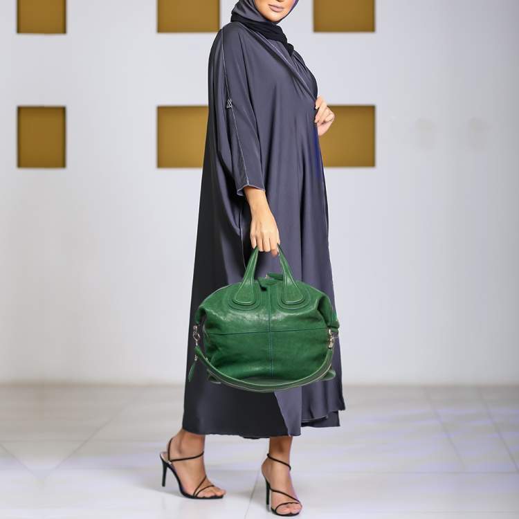 Pre Owned Givenchy Green Leather Nightingale Satchel
