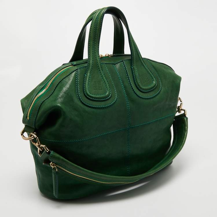 Pre Owned Givenchy Green Leather Nightingale Satchel