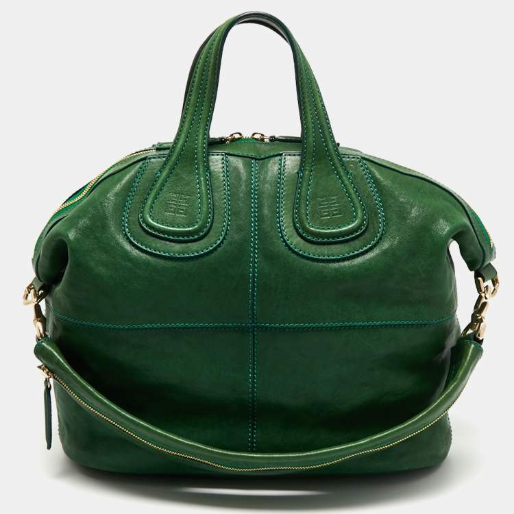 Pre Owned Givenchy Green Leather Nightingale Satchel