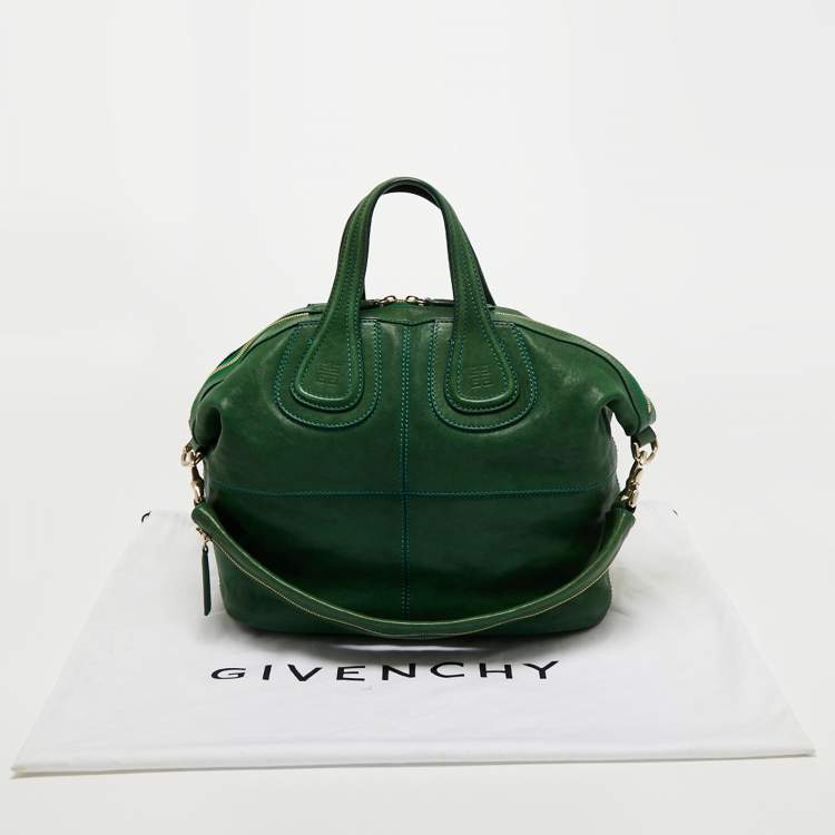 Pre Owned Givenchy Green Leather Nightingale Satchel