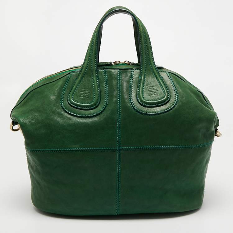Pre Owned Givenchy Green Leather Nightingale Satchel