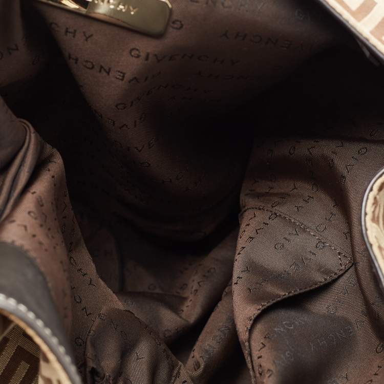 Pre Owned Givenchy Beige/Brown Signature Canvas and Leather Hobo