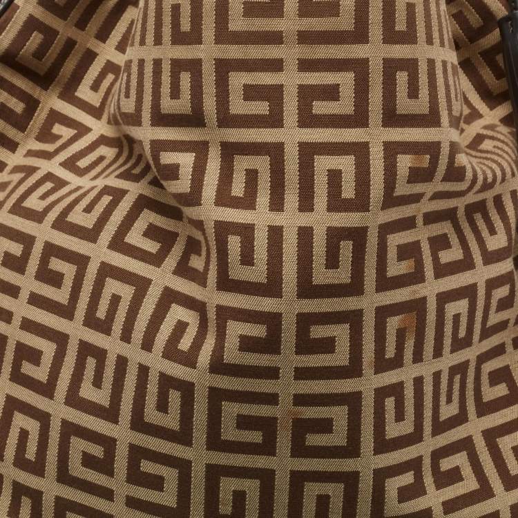 Pre Owned Givenchy Beige/Brown Signature Canvas and Leather Hobo