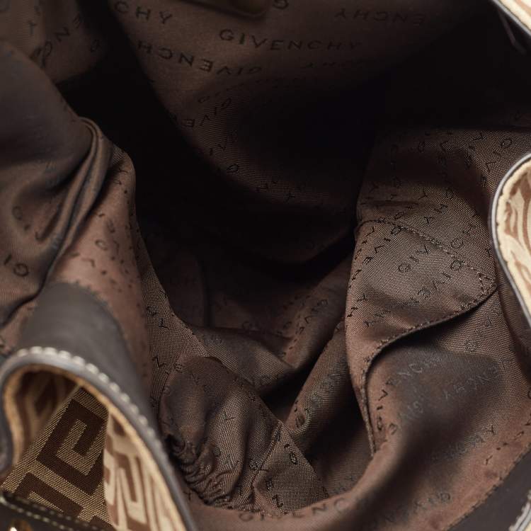 Pre Owned Givenchy Beige/Brown Signature Canvas and Leather Hobo