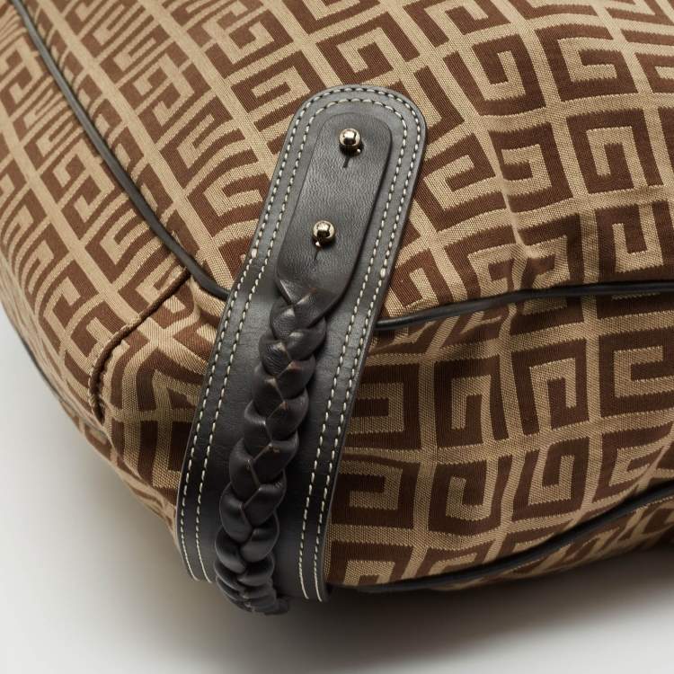 Pre Owned Givenchy Beige/Brown Signature Canvas and Leather Hobo