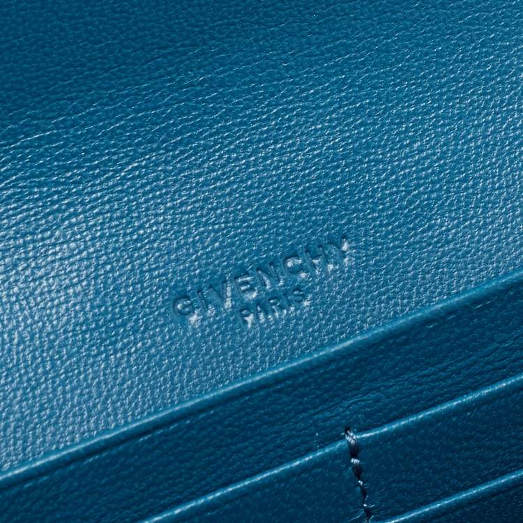 Pre Owned Givenchy Teal Leather Pandora Flap Continental Wallet