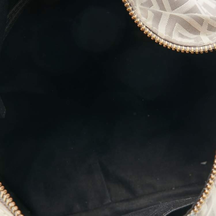 Pre Owned   Givenchy White/Grey Signature Canvas and Leather Hobo