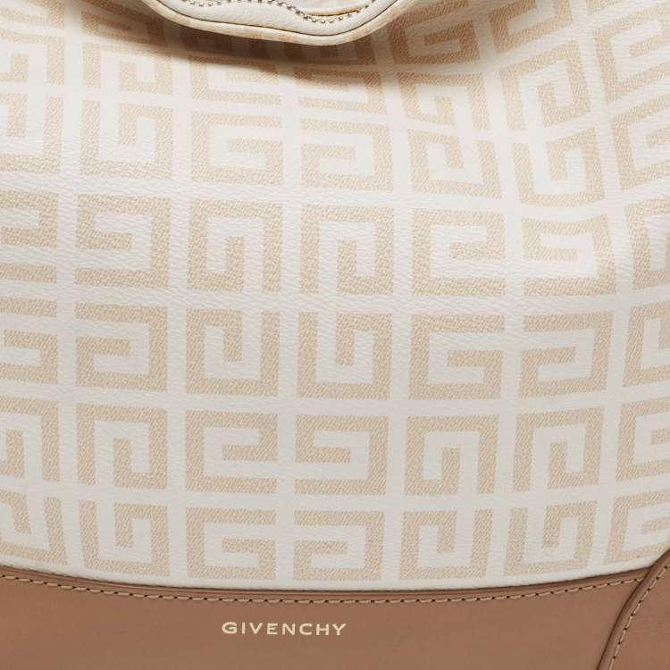 Pre Owned Givenchy Beige/Brown Signature Coated Canvas And Leather Hobo