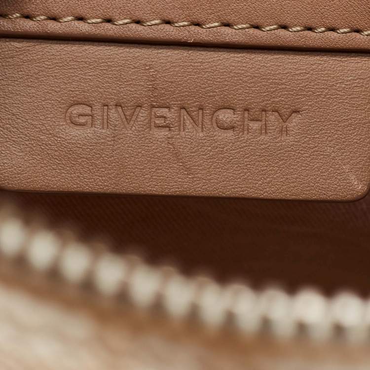Pre Owned Givenchy Beige/Brown Signature Coated Canvas And Leather Hobo